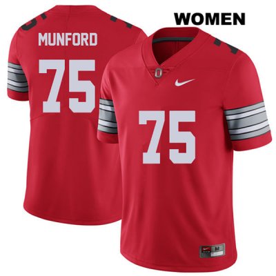 Women's NCAA Ohio State Buckeyes Thayer Munford #75 College Stitched 2018 Spring Game Authentic Nike Red Football Jersey AF20G88JI